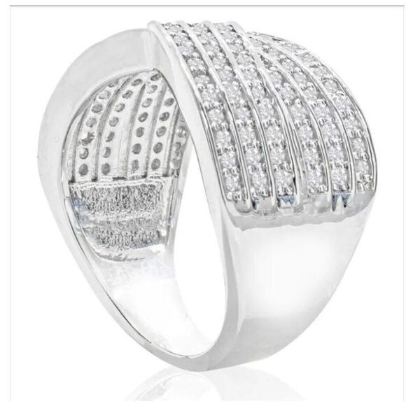 NEW~ 1 Ct. Rose Cut Genuine Diamond Swirl Crossover Ring Sz 8 - Picture 2 of 6